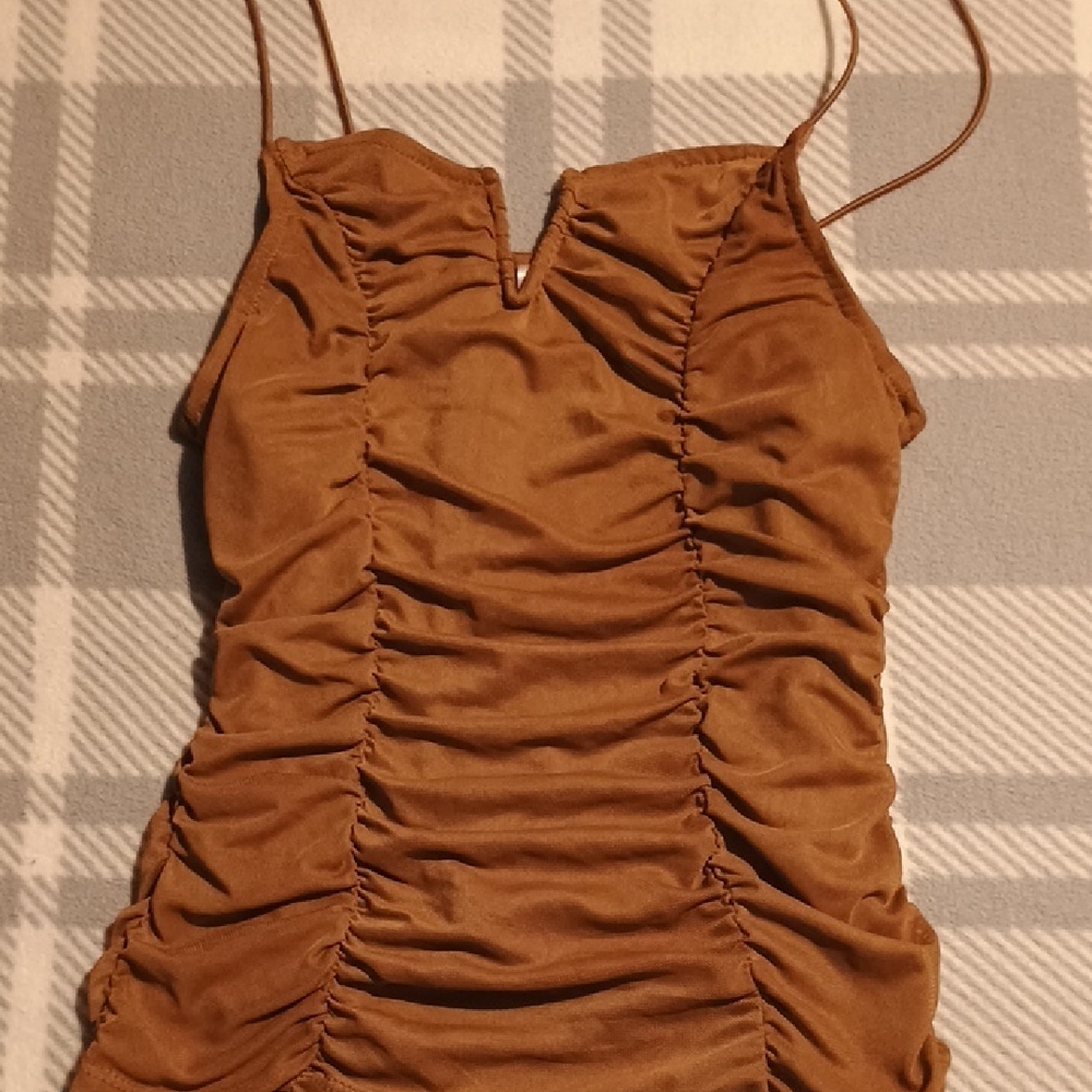 Ruched Brown Top